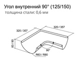 Чертёж Угла желоба внутреннего 90гр.